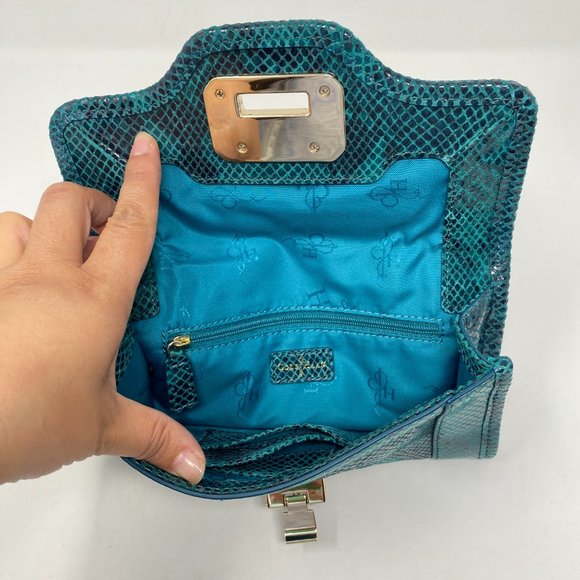 Cole Haan Isabelle clutch, teal snake print - Picture 4 of 12